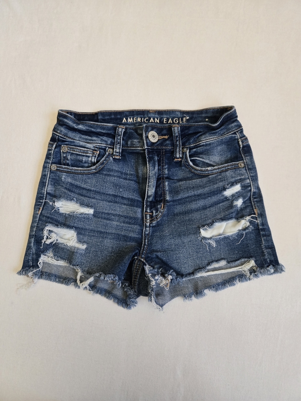 American Eagle Hi-Rise Shortie Jean Short Shorts Blue Size 0